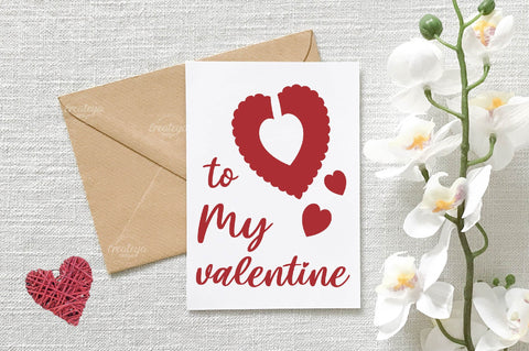 Valentine Card SVG| Heart card SVG template| Love cards| Greeting Card Template SVG| Printable SVG Createya Design 