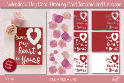 Valentine Card SVG| Heart card SVG template| Love cards| Greeting Card Template SVG| Printable SVG Createya Design 