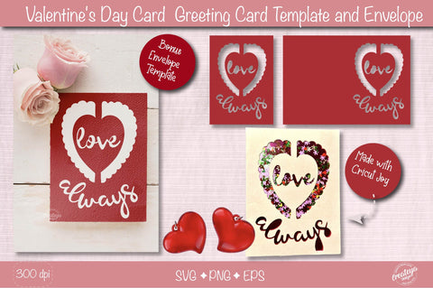 Valentine Card SVG| Heart card SVG template| Love cards| Greeting Card Template SVG| Printable SVG Createya Design 