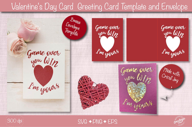 Valentine Card SVG| Valentine card template| Love cards| Greeting Card Template SVG| Printable SVG Createya Design 