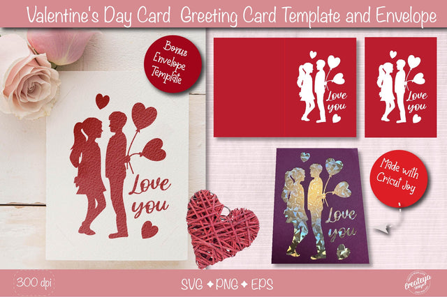 Valentine Card SVG| Valentine card template| Love cards| Printable| Greeting Card Template SVG SVG Createya Design 