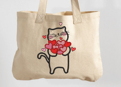 Valentine Cat with Hearts Machine Embroidery Design Embroidery/Applique DESIGNS Canada Embroidery 