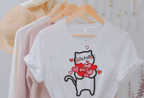Valentine Cat with Hearts Machine Embroidery Design Embroidery/Applique DESIGNS Canada Embroidery 