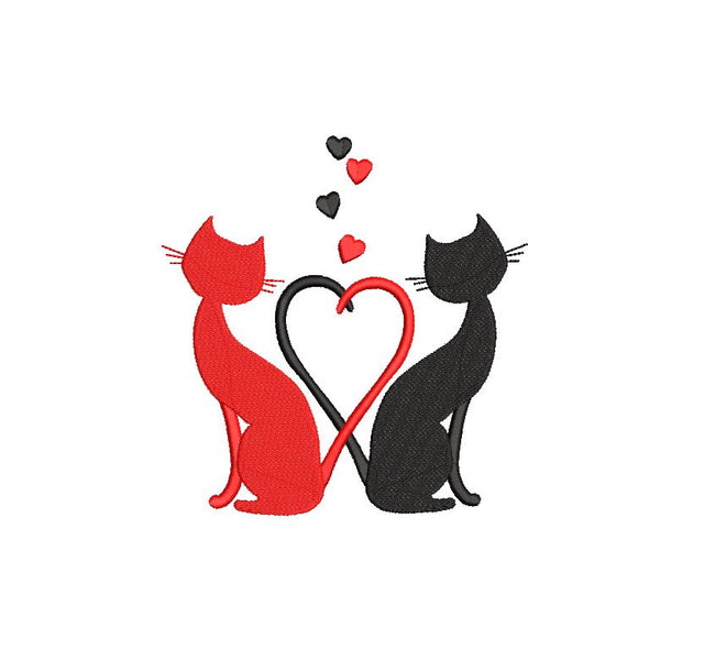 Valentine Cats with hearts Machine Embroidery Design Embroidery/Applique DESIGNS Canada Embroidery 