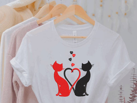 Valentine Cats with hearts Machine Embroidery Design Embroidery/Applique DESIGNS Canada Embroidery 