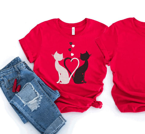 Valentine Cats with hearts Machine Embroidery Design Embroidery/Applique DESIGNS Canada Embroidery 