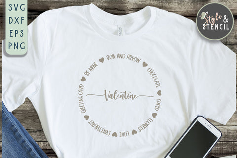Valentine Circle SVG - PNG, DXF, EPS, SVG, Cut File SVG Style and Stencil 