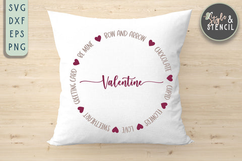 Valentine Circle SVG - PNG, DXF, EPS, SVG, Cut File SVG Style and Stencil 