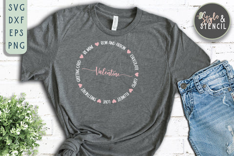 Valentine Circle SVG - PNG, DXF, EPS, SVG, Cut File SVG Style and Stencil 