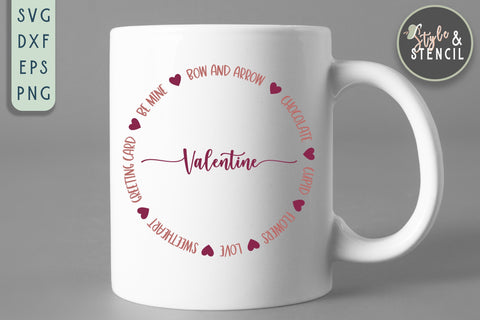 Valentine Circle SVG - PNG, DXF, EPS, SVG, Cut File SVG Style and Stencil 