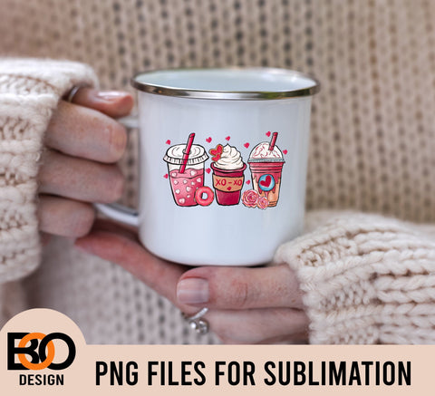 Valentine coffee lover PNG, latte iced stars coffee digital download, Sublimation design hand drawn Printable Graphic custom gift shirt Sublimation BOO-design 