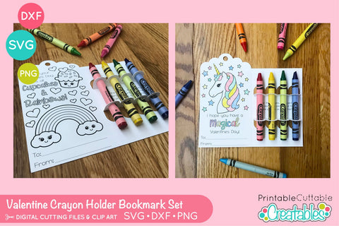 Valentine Crayon Holder Bookmark SVG Set SVG Printable Cuttable Creatables 