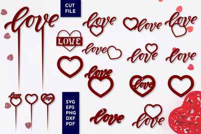 Valentine cut file. Love Frame,Kychain, earrings, topper SVG Angelina Semenova 