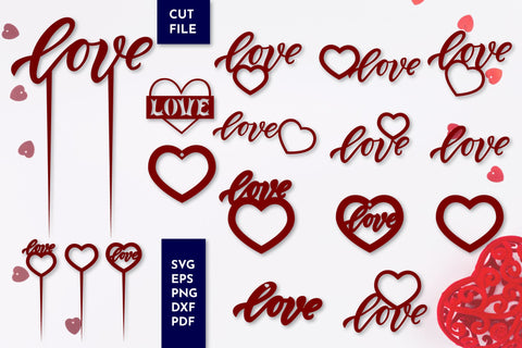Valentine cut file. Love Frame,Kychain, earrings, topper SVG Angelina Semenova 