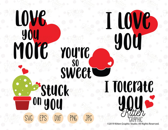Valentine Day Cliparts SVG KittenGraphic 