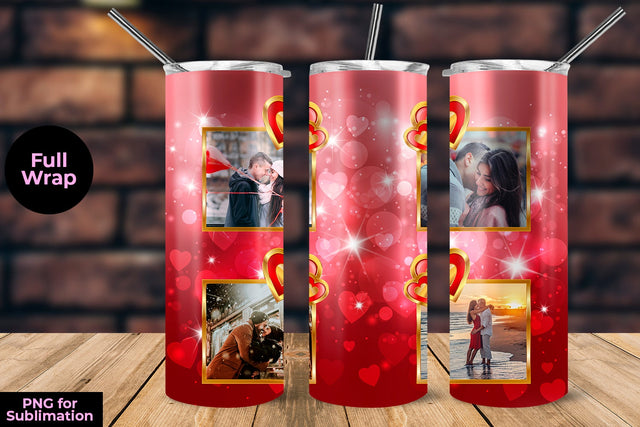Valentine Day Design Tumbler Sublimation Template with Photo Frame 20 oz Sublimation Sublimatiz Designs 