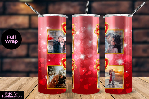 Valentine Day Design Tumbler Sublimation Template with Photo Frame 20 oz Sublimation Sublimatiz Designs 