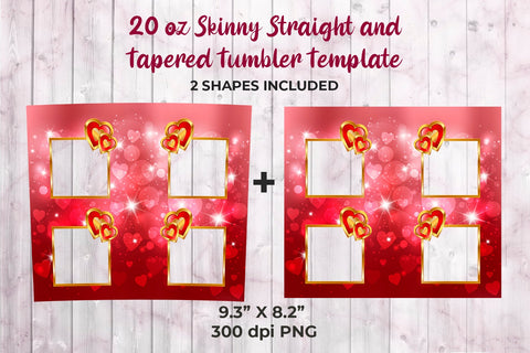 Valentine Day Design Tumbler Sublimation Template with Photo Frame 20 oz Sublimation Sublimatiz Designs 