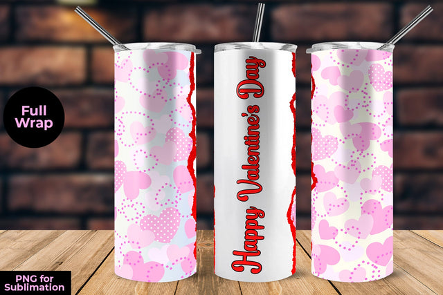 Valentine Day Hearts Pattern Skinny Tumbler Sublimation Wrap Sublimation Sublimatiz Designs 