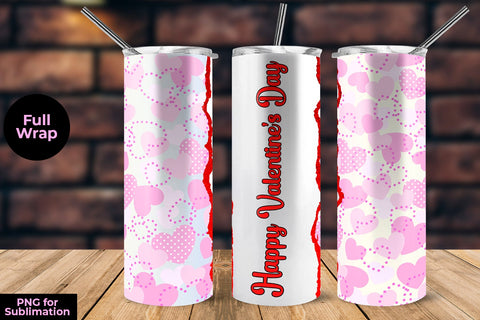 Valentine Day Hearts Pattern Skinny Tumbler Sublimation Wrap Sublimation Sublimatiz Designs 
