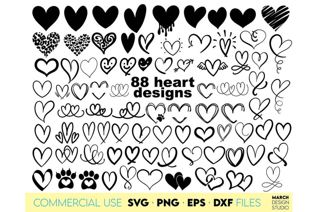 Valentine Day Hearts SVG Bundle, Hand Lettered Hearts Bundle SVG, Heart Wreath SVG SVG March Design Studio 