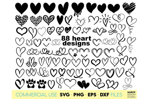 Valentine Day Hearts SVG Bundle, Hand Lettered Hearts Bundle SVG, Heart Wreath SVG SVG March Design Studio 