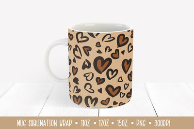 Valentine Day Mug. Heart Leopard Mug Sublimation Wrap Sublimation LaBelezoka 