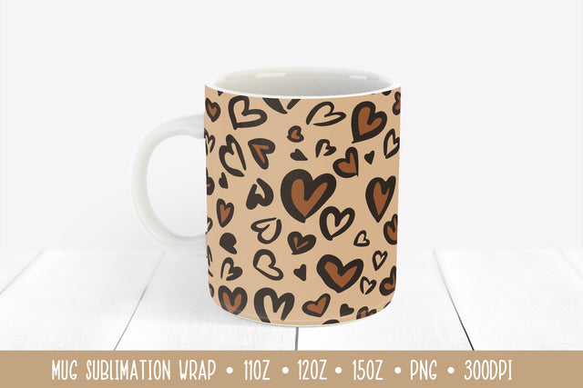 Valentine Day Mug. Heart Leopard Mug Sublimation Wrap Sublimation LaBelezoka 