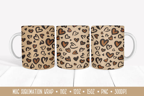 Valentine Day Mug. Heart Leopard Mug Sublimation Wrap Sublimation LaBelezoka 