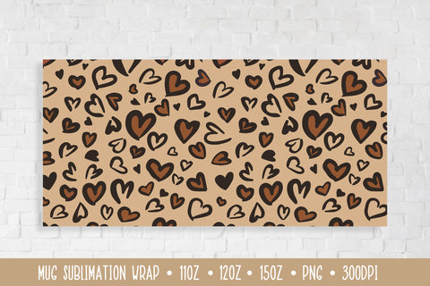 Valentine Day Mug. Heart Leopard Mug Sublimation Wrap Sublimation LaBelezoka 