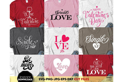Valentine Day SVG Bundle, Valentines Day Shirt Bundle SVG, Valentine SVG, Funny Valentines Saying SVG SVG March Design Studio 