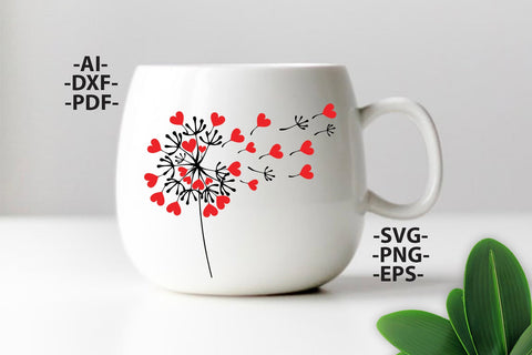 Valentine Day Svg | Dandelion Svg | Dandelion heart svg | Dandelion mug | Dandelion vector | Dandelion tshirts | Valentine Cut files SVG 1uniqueminute 