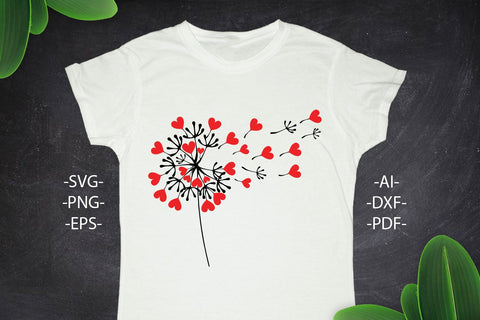 Valentine Day Svg | Dandelion Svg | Dandelion heart svg | Dandelion mug | Dandelion vector | Dandelion tshirts | Valentine Cut files SVG 1uniqueminute 
