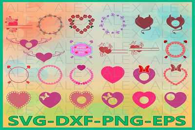 Valentine Day SVG, Hearts Monogram Frame SVG AlexSVGStudio 