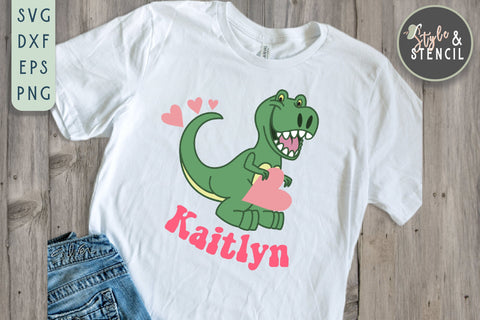 Valentine Dinosaur Heart Crusher SVG - PNG, DXF, EPS, SVG SVG Style and Stencil 