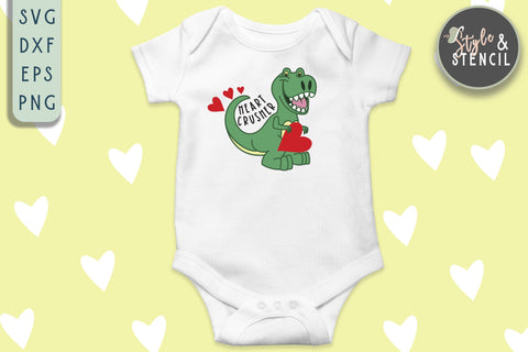 Valentine Dinosaur Heart Crusher SVG - PNG, DXF, EPS, SVG SVG Style and Stencil 