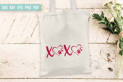 Valentine dog bundle SVG | XOXO dog paws print SVG Irina Ostapenko 