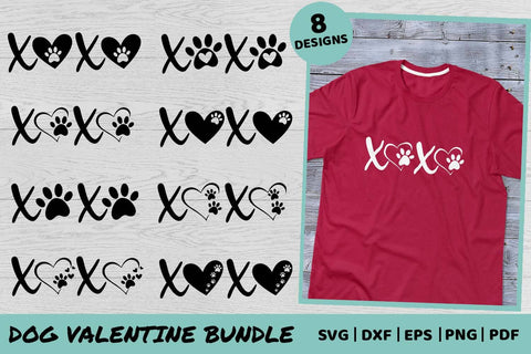 Valentine dog bundle SVG | XOXO dog paws print SVG Irina Ostapenko 