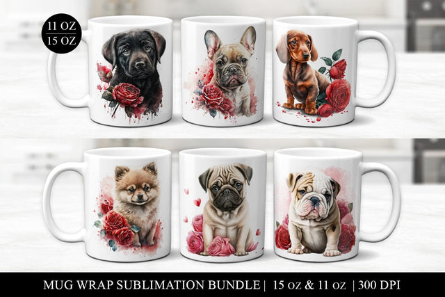 Valentine Dogs Mug Sublimation Bundle - 6 Premium Design Sublimation BijouBay 