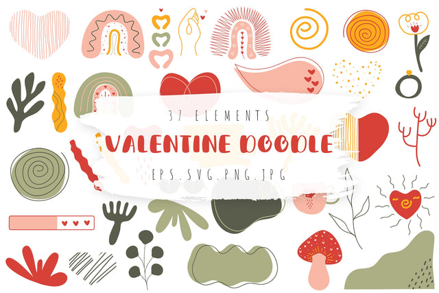 Valentine Doodle Elements Abstract Love Bundle SVG dapiyupi store 