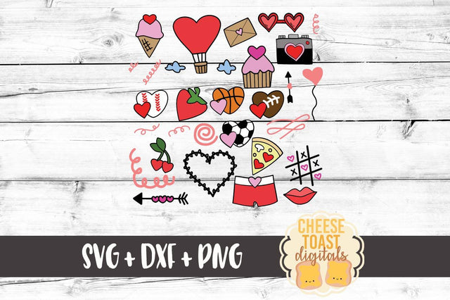 Valentine Doodles SVG Cheese Toast Digitals 