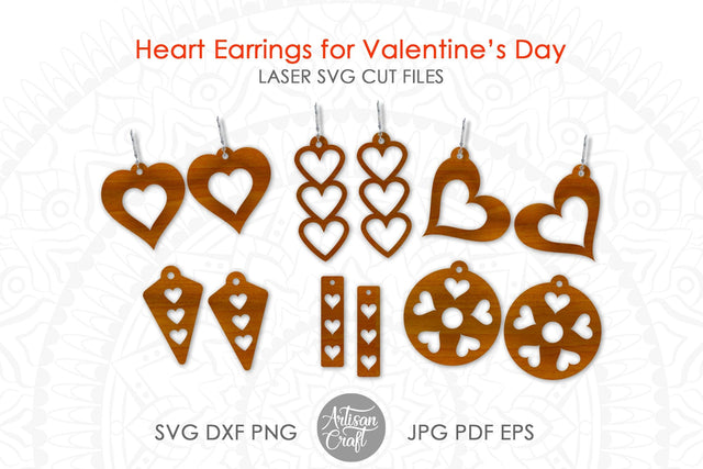 Valentine Earrings SVG, Heart Earring SVG for laser SVG Artisan Craft SVG 