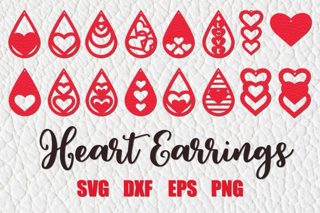 Valentine Earrings Svg, Heart Earrings Svg, Earrings Cut File, Faux Leather Earrings Bundle SVG Craft Pixel Perfect 