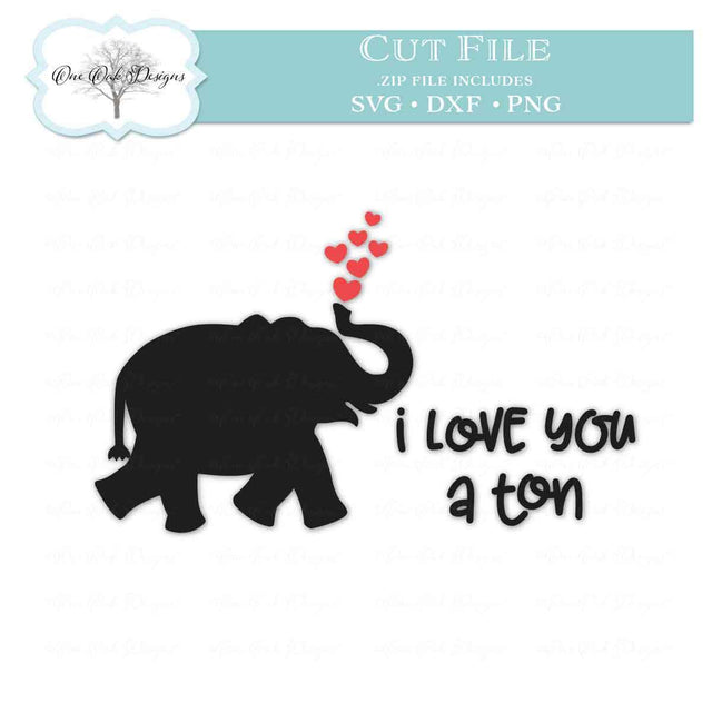 Valentine Elephant SVG One Oak Designs 