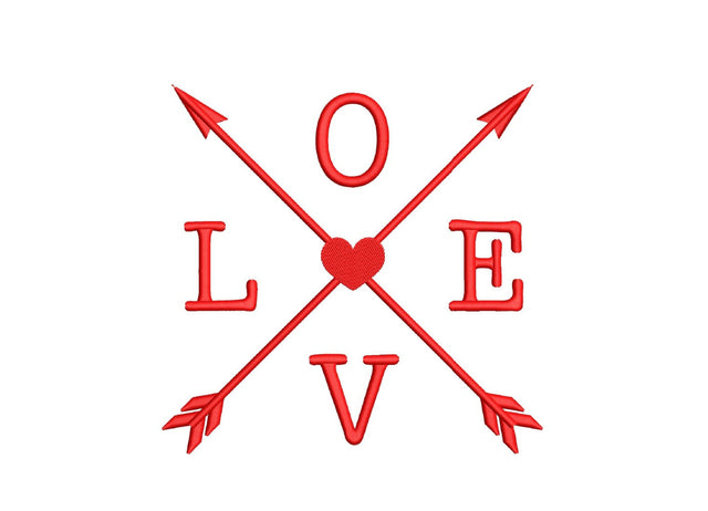 Valentine Embroidery Design, Love Arrows Embroidery File, Valentine's Day Embroidery Design, 4 sizes, Instant Download Embroidery/Applique DESIGNS Nino Nadaraia 