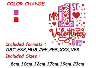 Valentine Embroidery, Valentine Design, Love Embroidery, Little Valentine, 1st Valentines Day, Girl Embroidery Embroidery/Applique DESIGNS SVG Digital Designer 