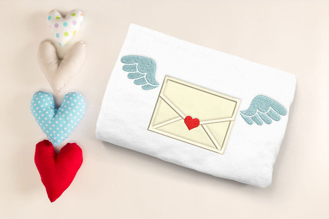 Valentine Envelope with Wings Applique Embroidery Embroidery/Applique DESIGNS Designed by Geeks 