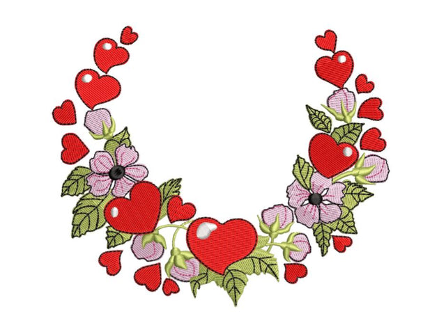 Valentine Floral Wreath with hearts embroidery Design Embroidery/Applique DESIGNS Canada Embroidery 