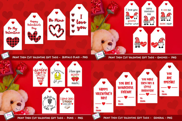 Valentine Gift Tag Bundle | 18 Print then Cut Gift Tags SVG Stacy's Digital Designs 