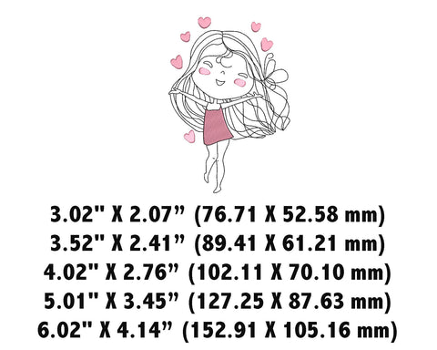 Valentine Girl with Hearts Machine Embroidery Design Embroidery/Applique DESIGNS Canada Embroidery 